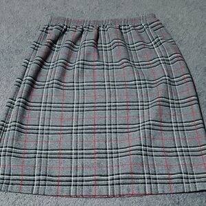 Blair Classic Wool Gray and Red Plaid A-Line Skirt Size LGE PT